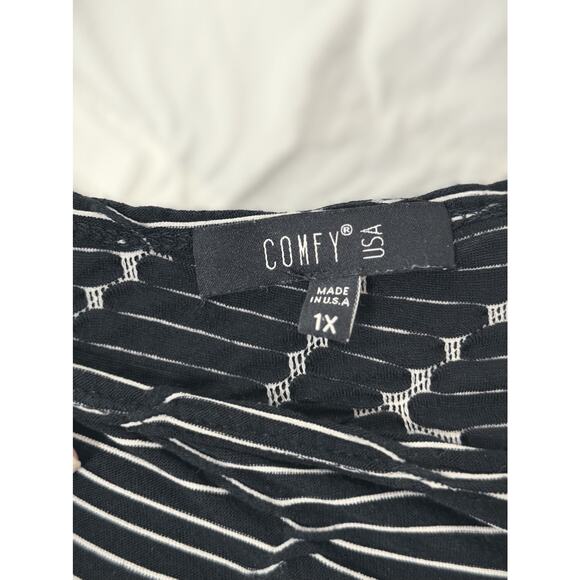 COMFY USA Black White Stretchy Fabric Dress BEAUTIFUL ON!!! 1X Geometric #0038 - Picture 5 of 5